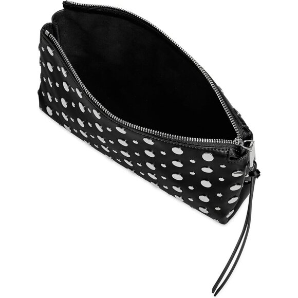 Luxurious Ayla Studded Clutch - Black Nappa Purse with Signature Fringe Pull - Picture 3 of 3